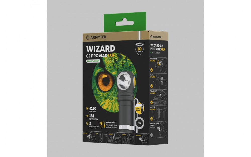 Фонарь Armytek Wizard C2 Pro Max Magnet USB LR Белый