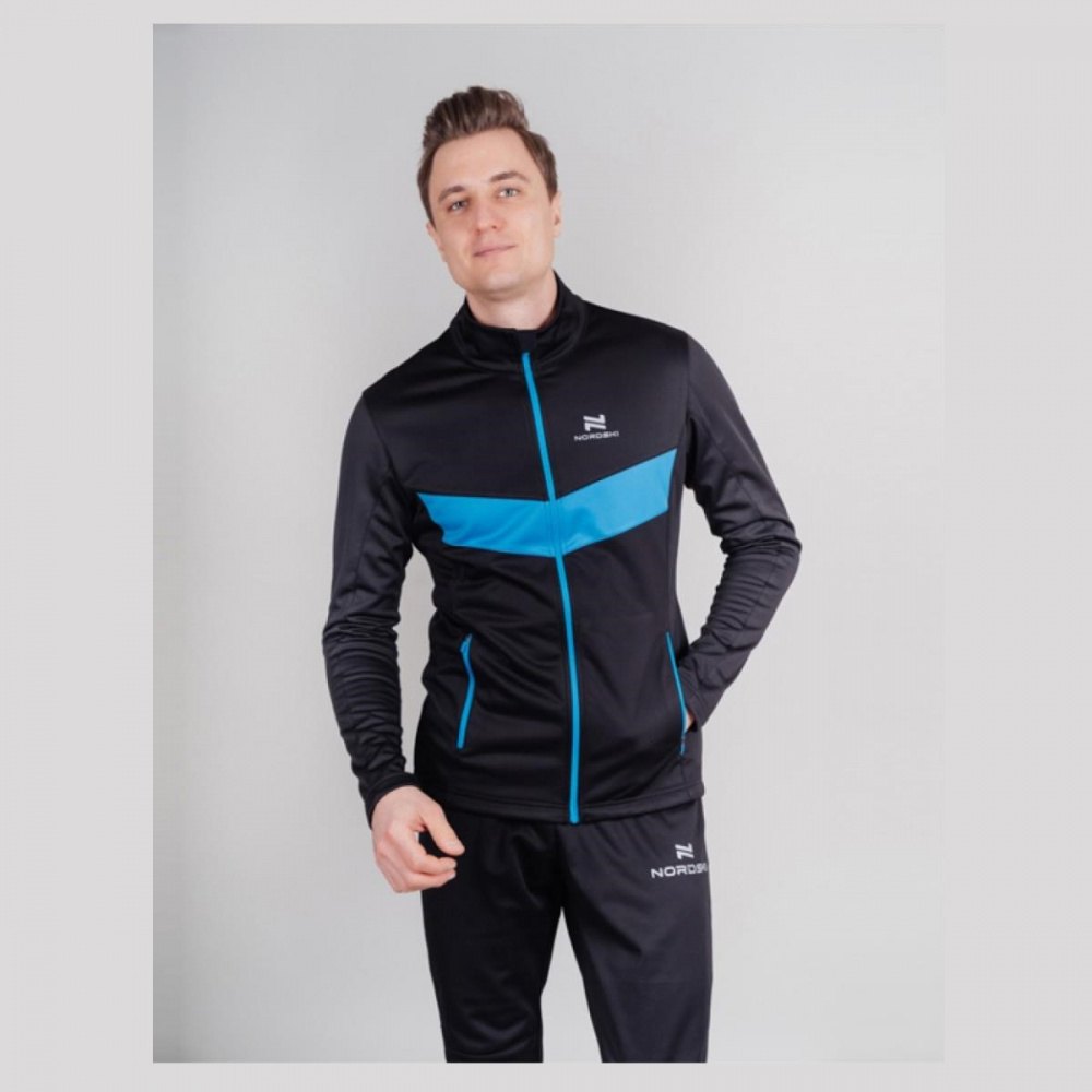 Куртка разминочная Nordski Base (46-S, black/blue (9159998)) Куртка разминочная Nordski Base (46-S, black/blue (9159998))