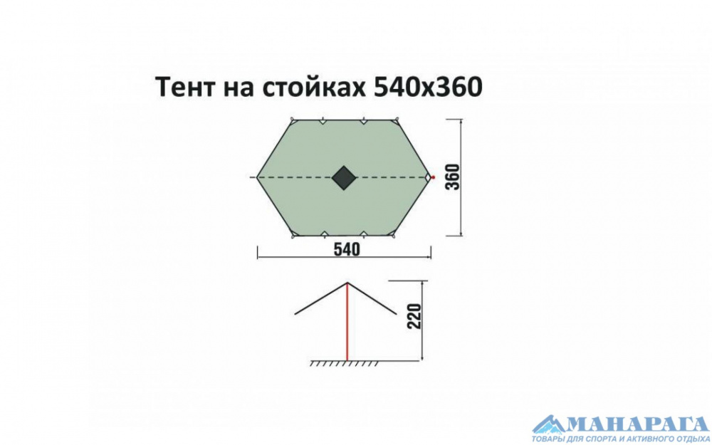 Тент RockLand 360х540 на стойках 