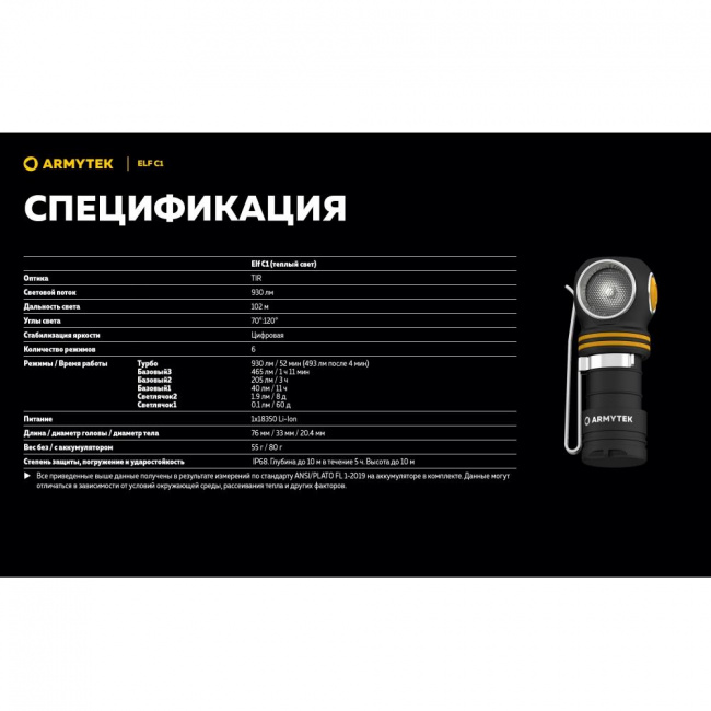 Фонарь Armytek Elf C1 USB-C Белый