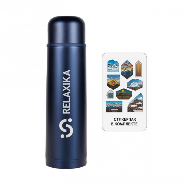 Термос Relaxika 101 1л (стикерпак "7 вершин")