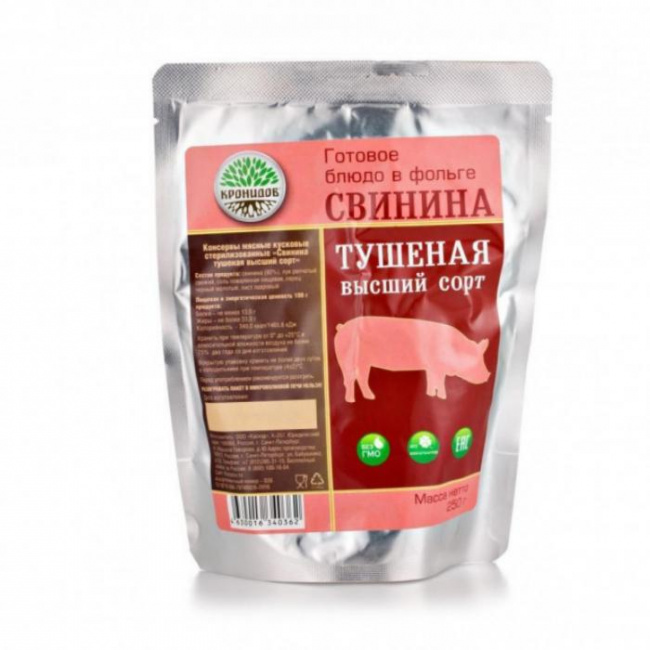 Свинина тушеная высший сорт, Кронидов, 250 г.