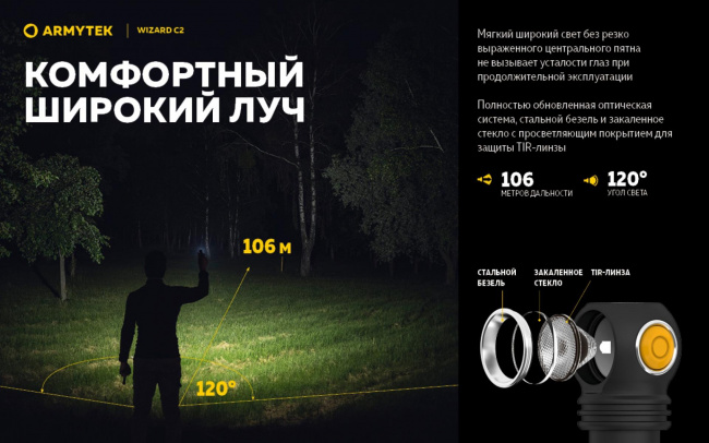 Фонарь Armytek Wizard C2 Magnet USB Теплый